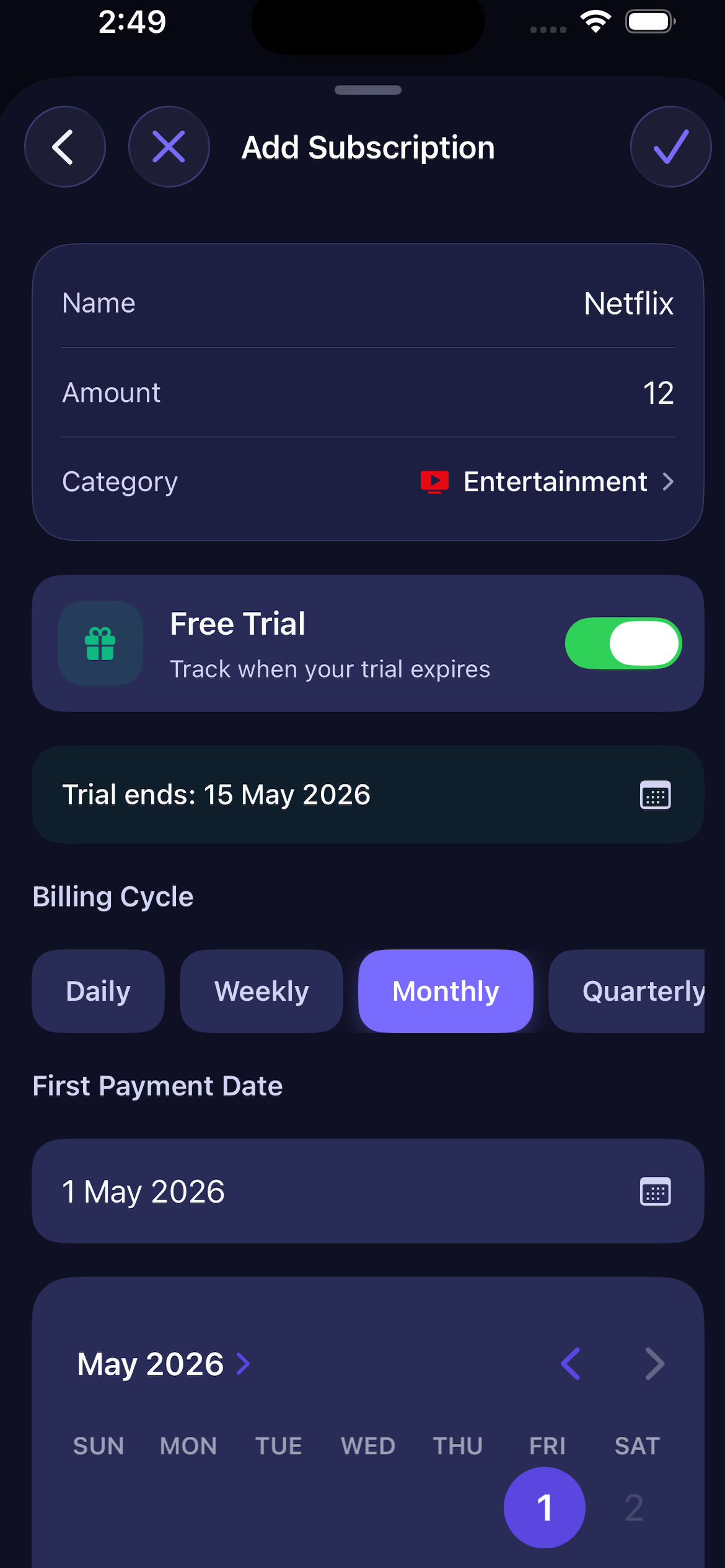 SpendWatch Track Subscriptions screenshot 5
