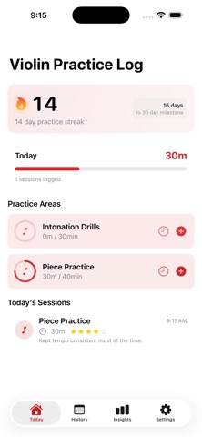 Violin Practice Log screenshot