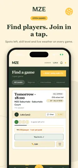 Capture d'écran de MZE PICKLEBALL sur iPhone 1