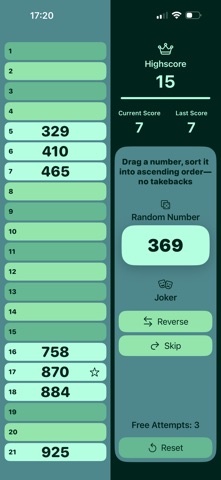 SnapSort21 Number Puzzle Game iPhone screenshot
