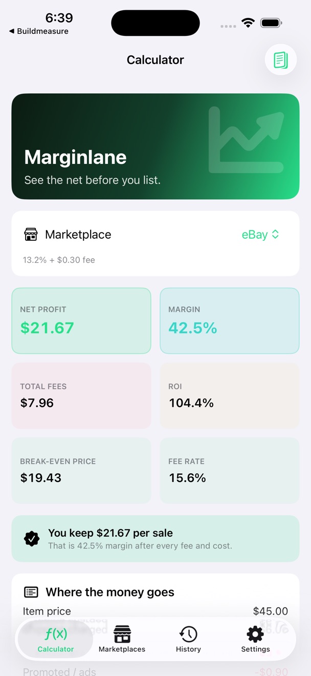 Marginlane: Seller Profit screenshot 1 of 3