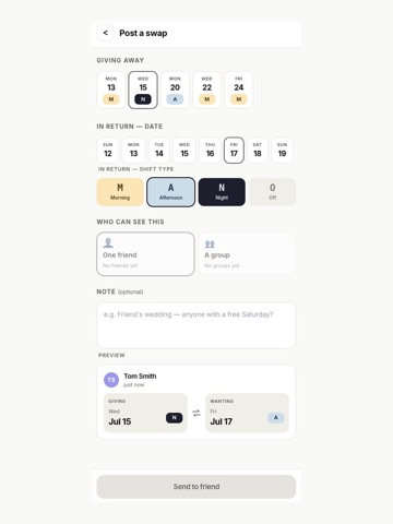 SwapDuty iPad screenshot 1