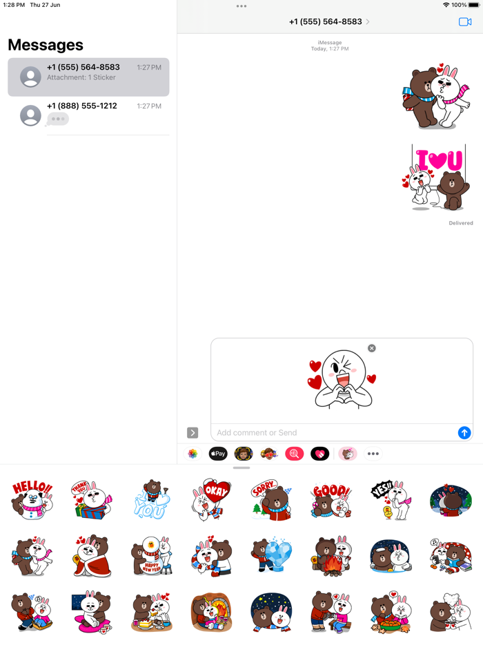 Brown Cony Couple Love Sticker