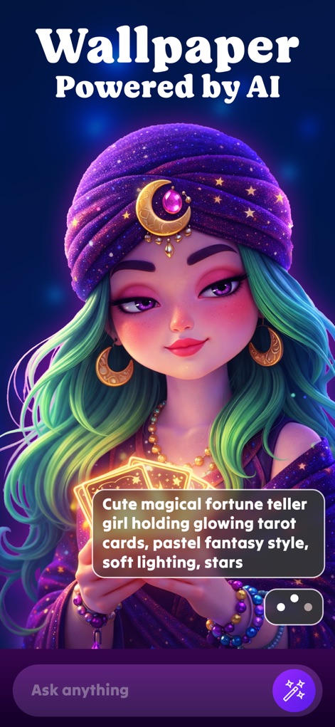 10000+ Wallpapers & Themes - This tool empowers users with a 'Brand new Live Wallpaper maker' powered by AI, allowing them to generate unique images based on textual prompts like 'magical fortune teller'.
