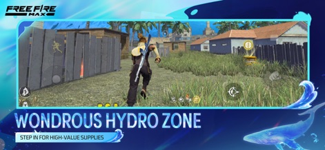 Free Fire MAX - 高価値物資が豊富に存在するこのハイドロゾーンでは、建物群と広大な草地を利用して敵を待ち伏せできます。