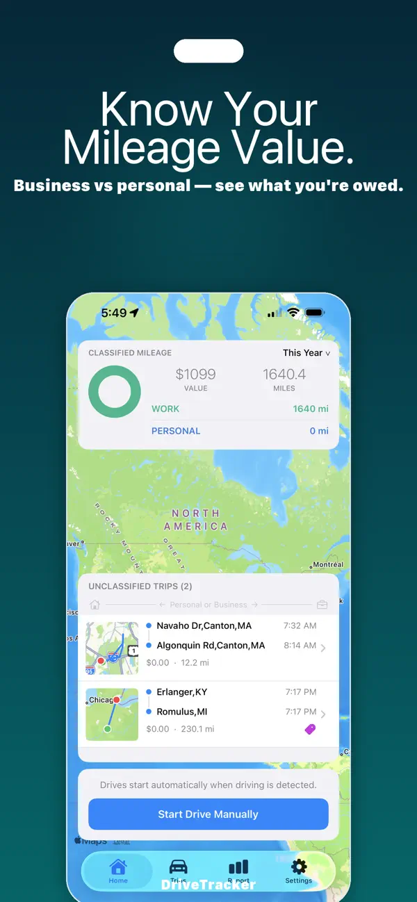 Screenshot #1 pour Mile Logger - Mileage tracker