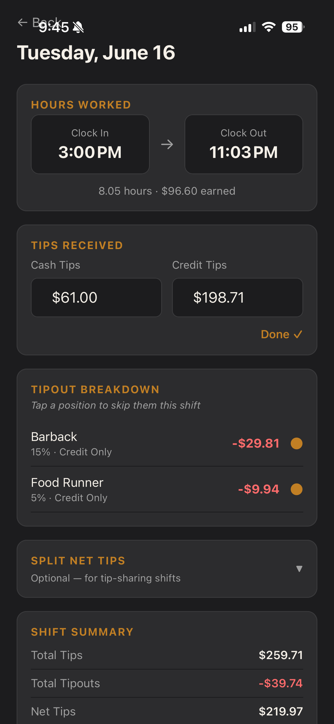 TipTrackr: FoH Tip Tracking screenshot 3