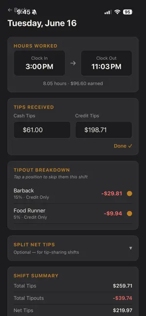 TipTrackr: FoH Tip Tracking screenshot 3