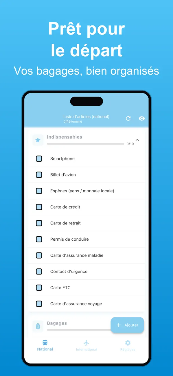 Screenshot #1 pour Check-list de Voyage