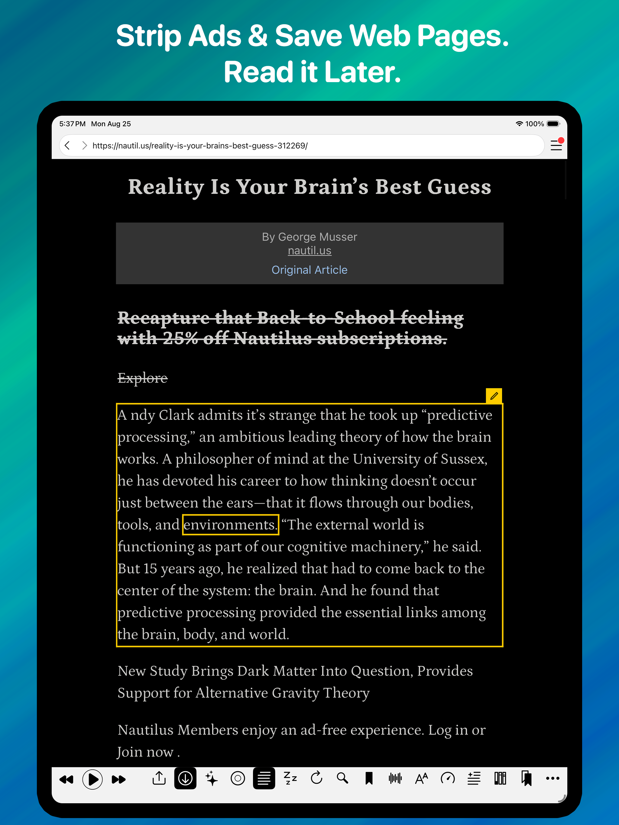 WebOutLoud: Web Text to Speech