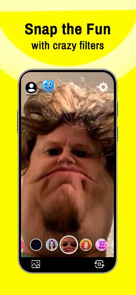 Funveo: Funny Face Swap Filter - 이 앱은 얼굴 윤곽을 재미있게 왜곡시키는 필터를 제공하여 사용자가 찌그러진 얼굴과 헝클어진 머리로 유쾌한 사진을 만들 수 있게 합니다.