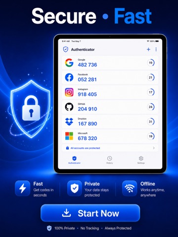 Authenticator: OTP & 2FA iPad screenshot
