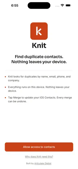 Capture d'écran de Knit Contacts sur iPhone 1