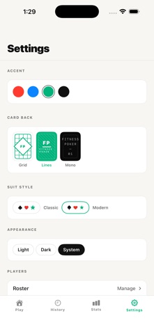 Fitness poker screenshot
