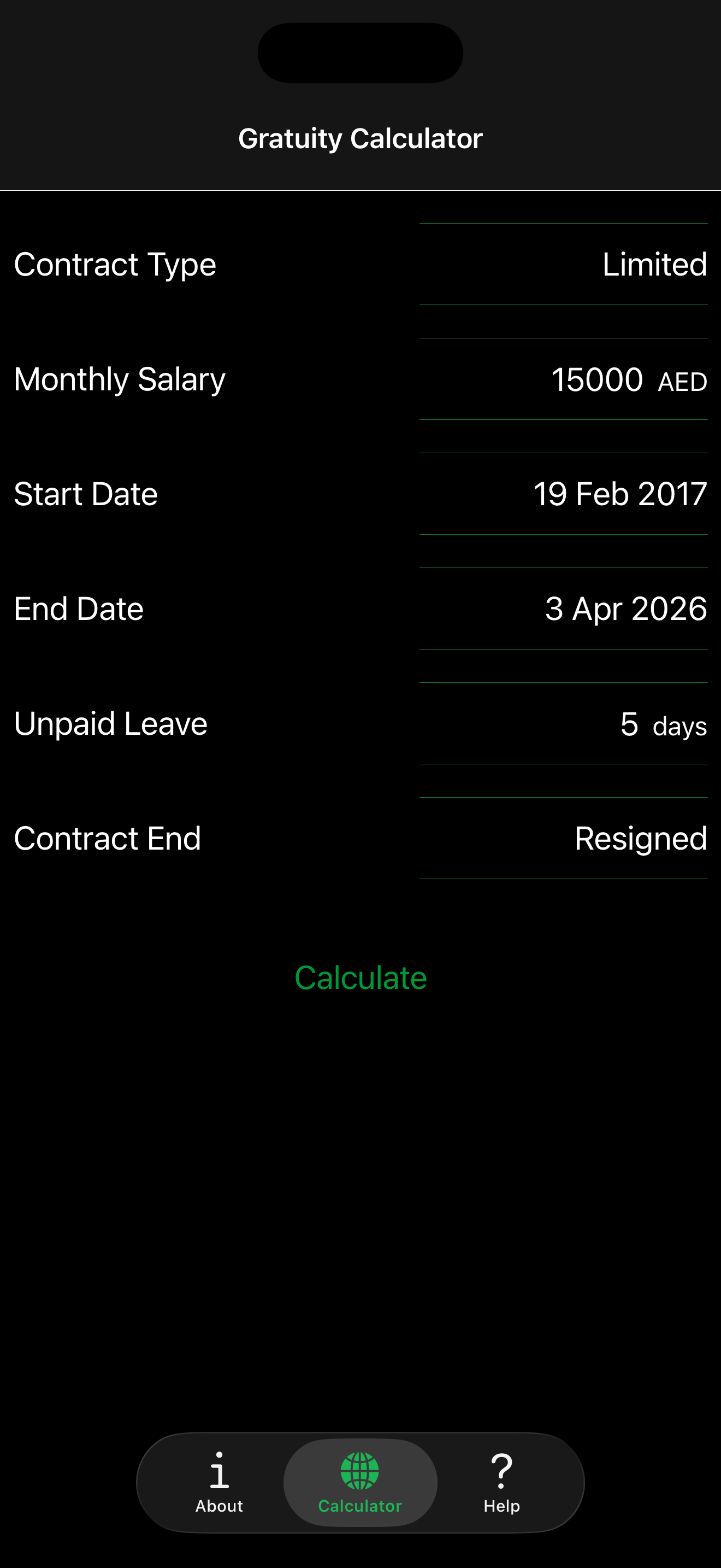 UAE Gratuity Calculator