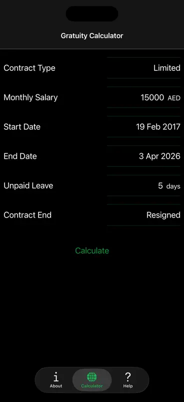 UAE Gratuity Calculator screenshot 1 of 4