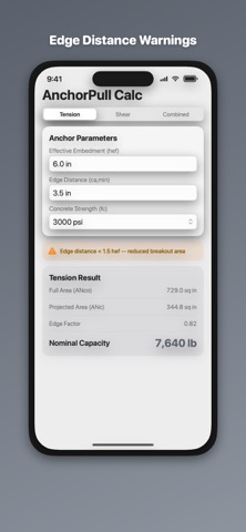 Concrete Anchor Pullout Calc screenshot