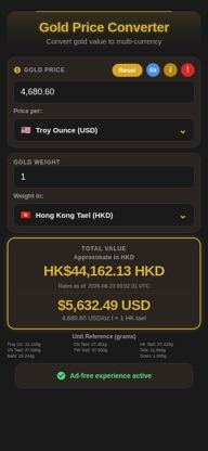 Gold Price Converter screenshot 1