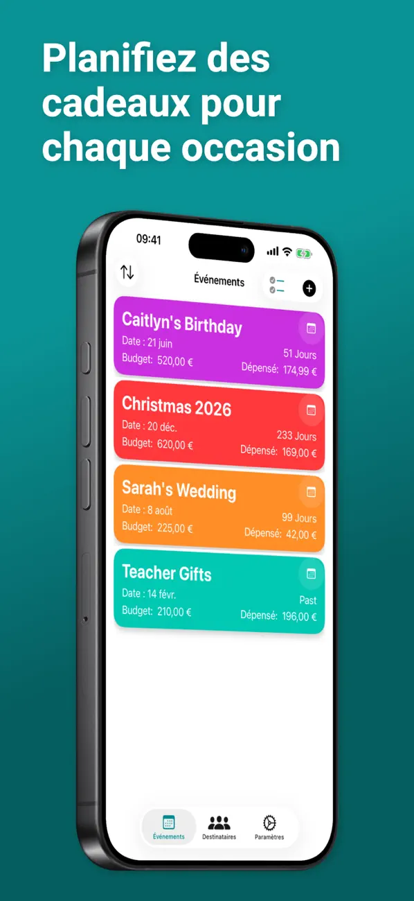 Screenshot #1 pour Liste Cadeaux : Suivi Budget