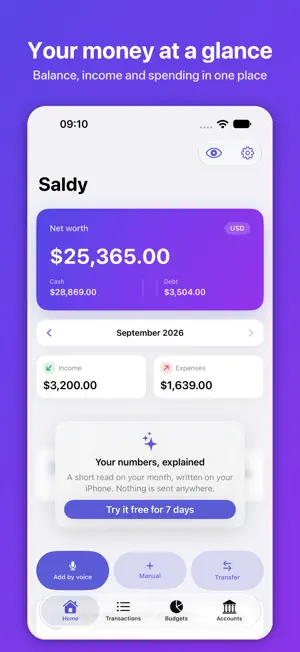 Saldy: Budget & Expenses screenshot 2
