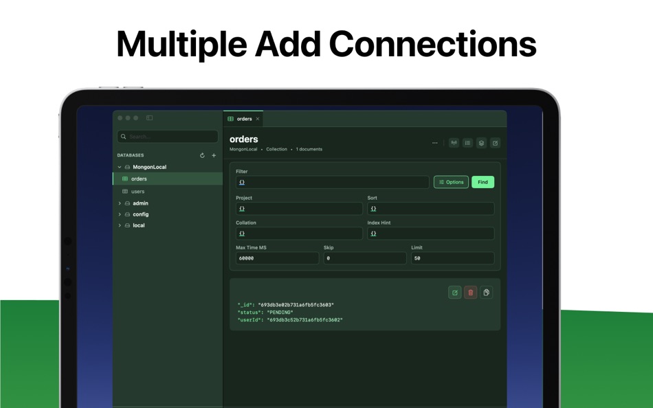 #1. Mongon | MongoDB Client (macOS) Podle: Enes Genc