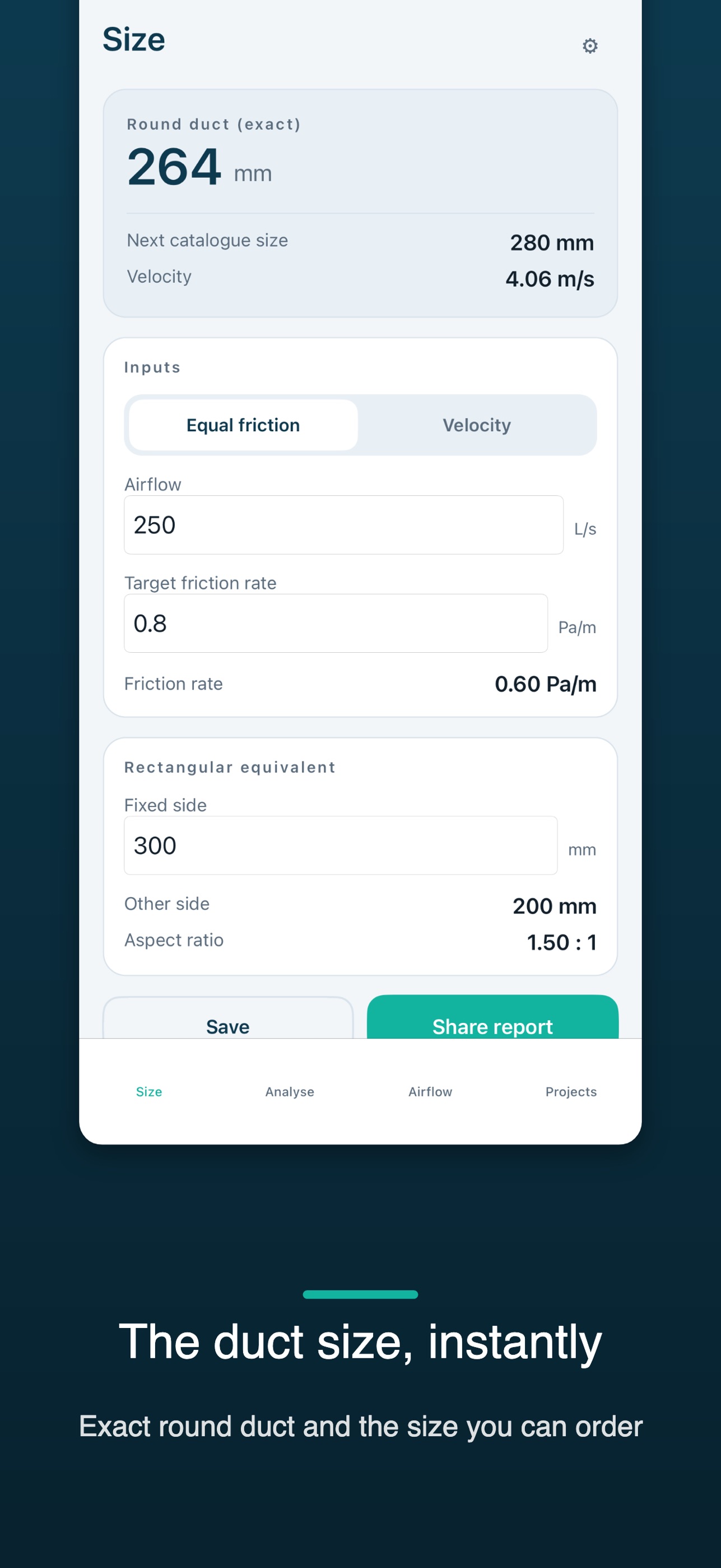 Screenshot 1 of Ductwise: Duct Calculator