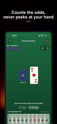 Pure Gin Rummy — No Ads iPhone screenshot