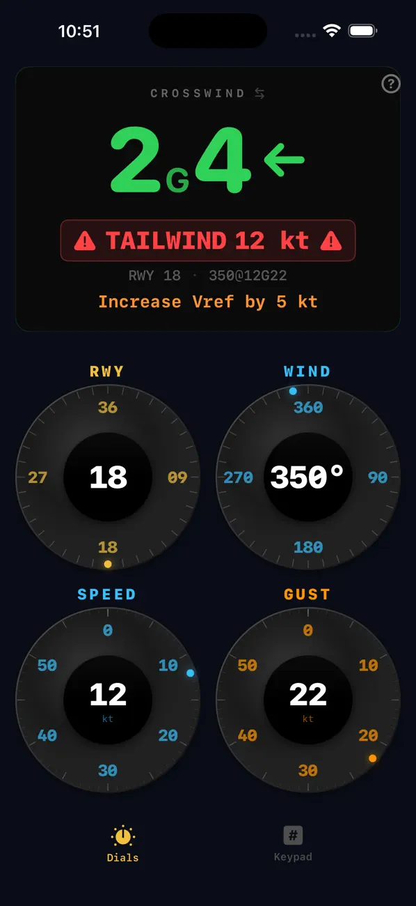 Screenshot #3 pour XW Calc - Crosswind Calculator