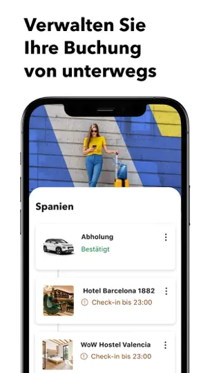 Screenshot von Booking.com: Hotel Angebote auf dem iPhone 6