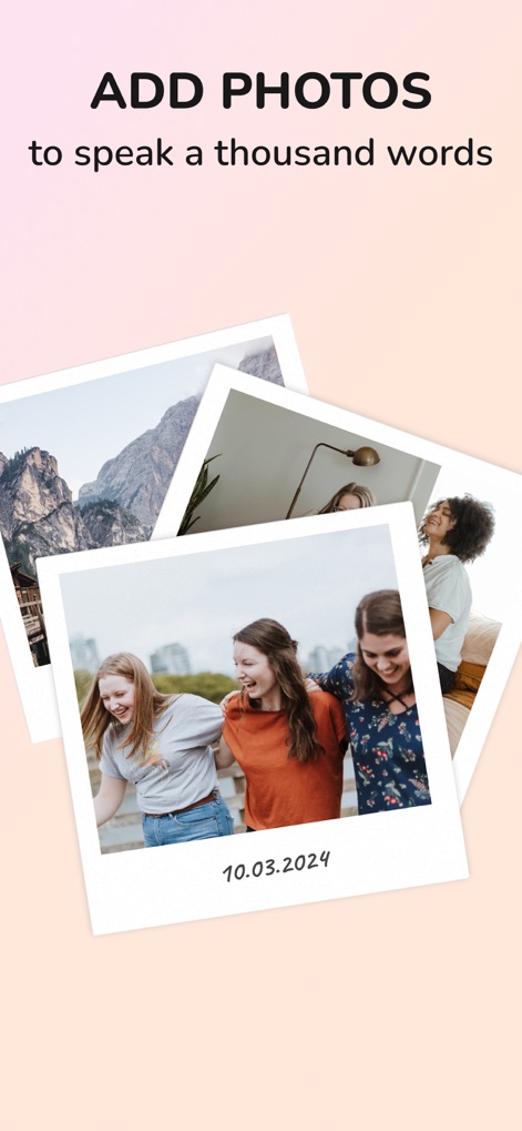 Daily Journal: Diary with Lock - The app encourages richer storytelling by allowing users to easily embed multiple photos in a captivating, layered presentation.