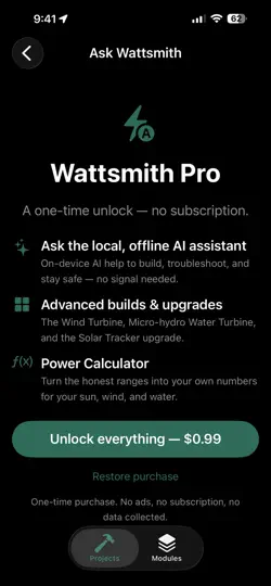 Screenshot von Wattsmith auf dem iPhone 5