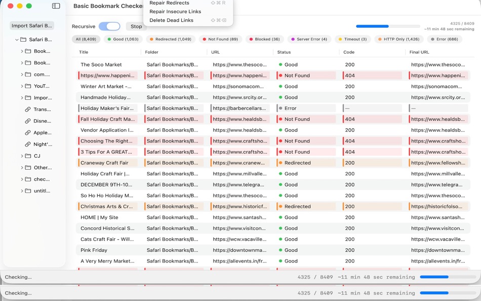 #1. Basic Bookmark Checker (macOS) di: Donald Laird