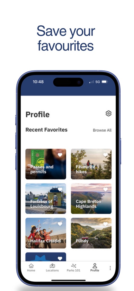 Parks Canada App - parks-canada-app-favorites-screen