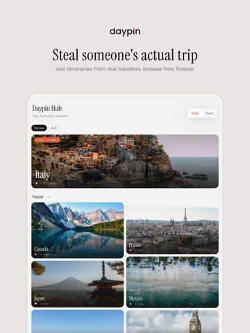 Daypin: AI Trip Planner iPad screenshot