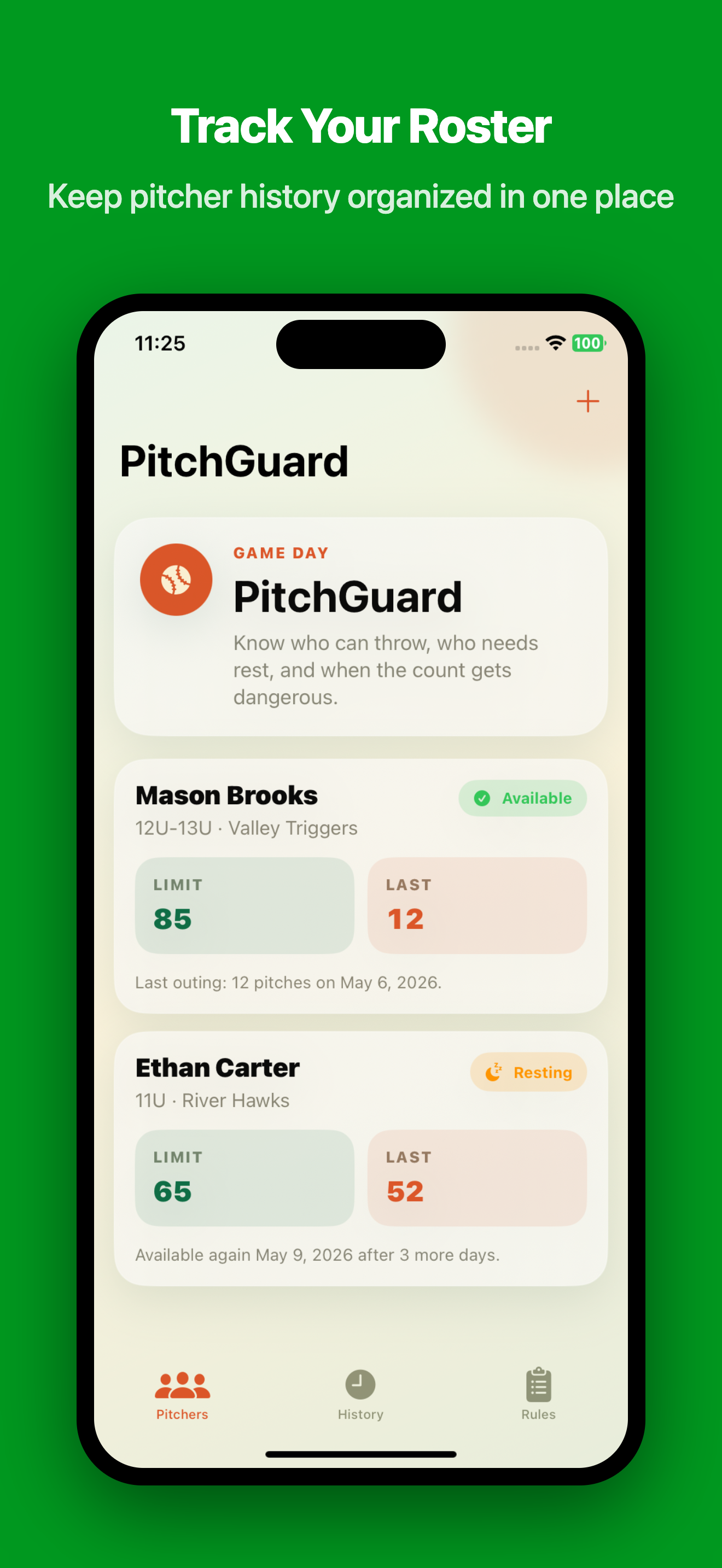 PitchGuard: Pitch Counter screenshot 4