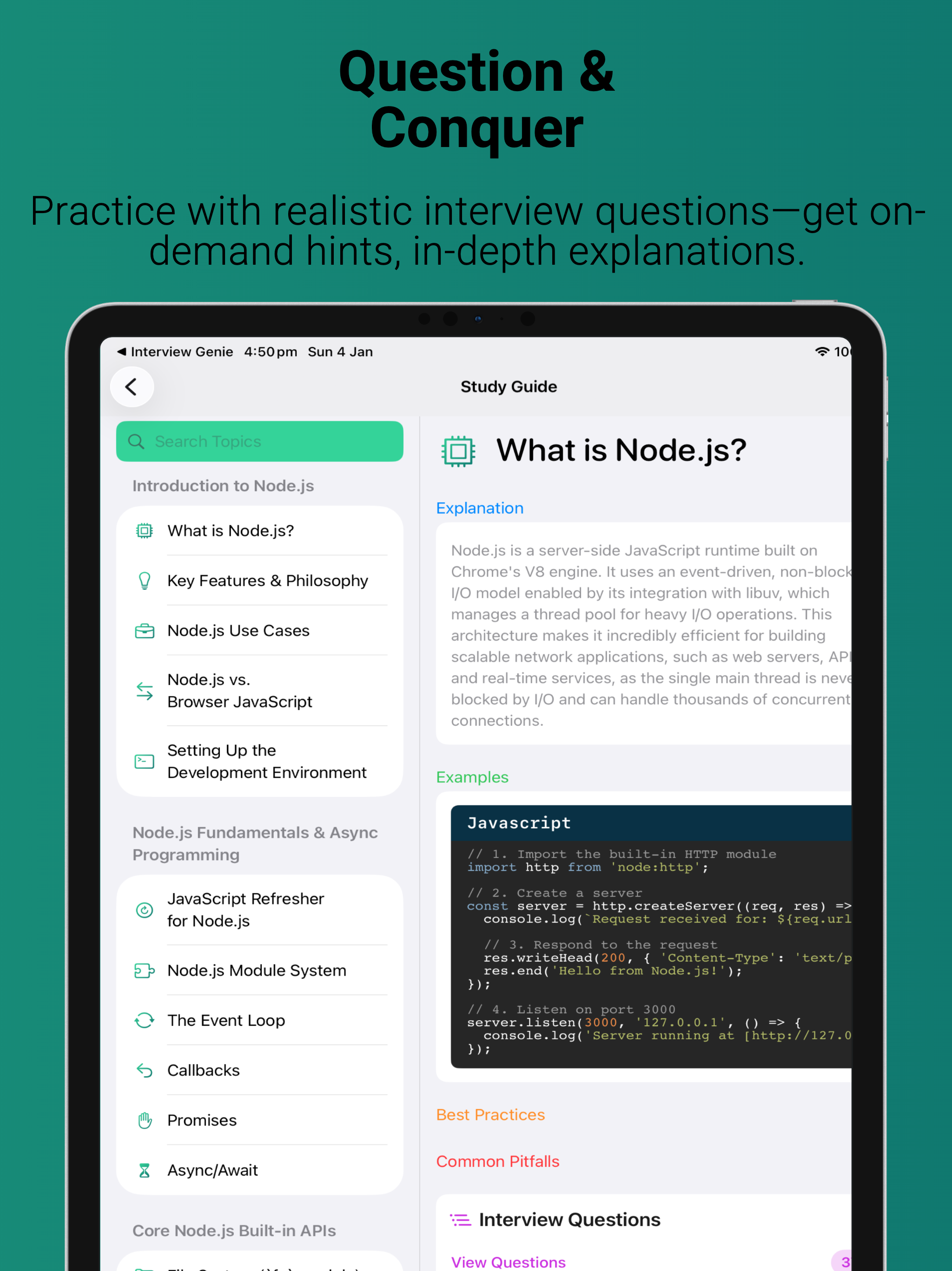 InterviewGenie: Prep NodeJs