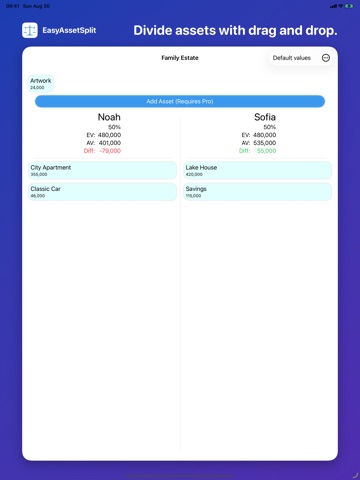 EasyAssetSplit iPad screenshot