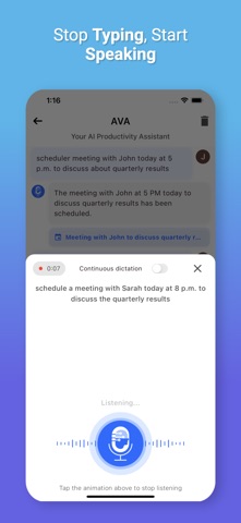 AVA: AI Productivity Assistant iPhone screenshot