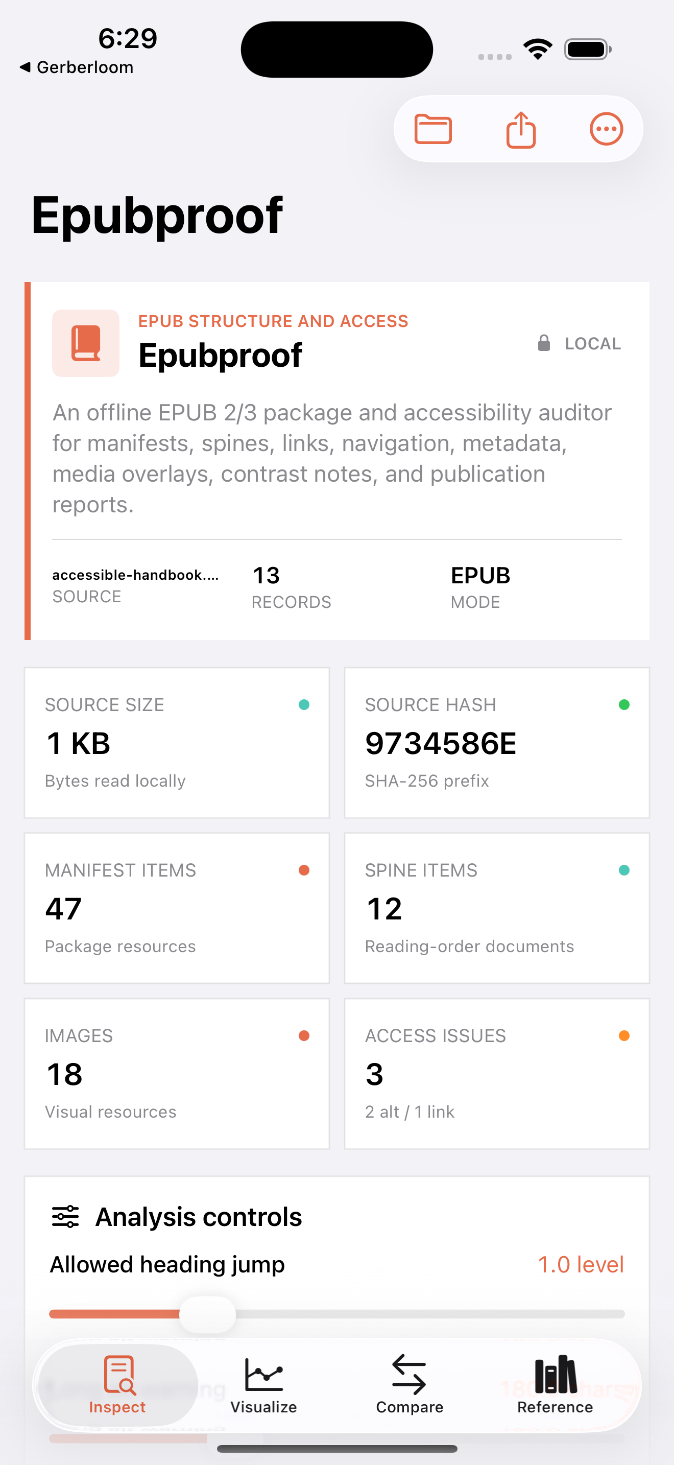 Epubproof: Book Audit screenshot 1 of 3