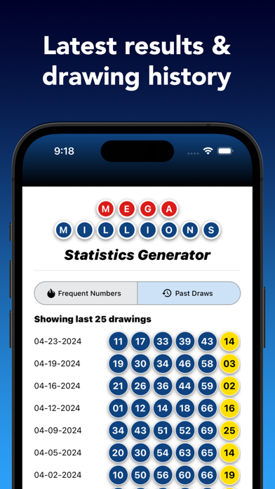 Mega Millions Statistics Picks Screenshot
