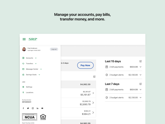SRP  FCU Mobile iPad screenshot 4 - Finance app