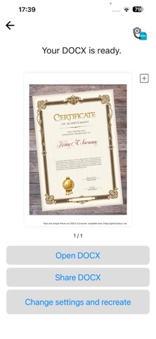 Photo to DOCX: Image to Word iPhone screenshot