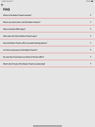 Robins Theatre iPad screenshot