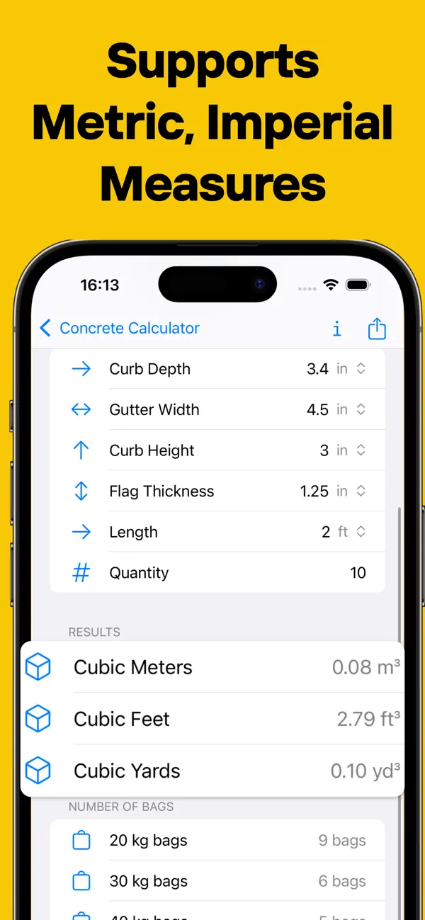 Screenshot #2 pour Concrete Calculator ·