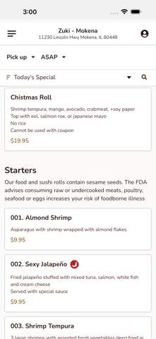 Zuki Mokena Online Ordering iPhone screenshot