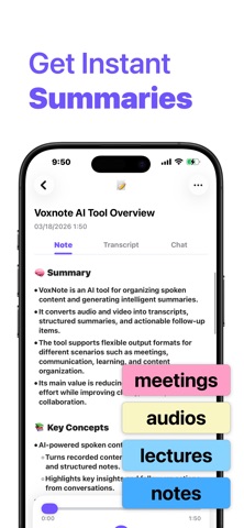 AI Note Taker: Voxnote iPhone screenshot