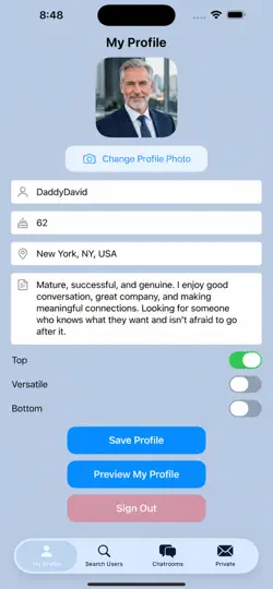 Captura de pantalla de Gay Older Men Chat en iPhone 4