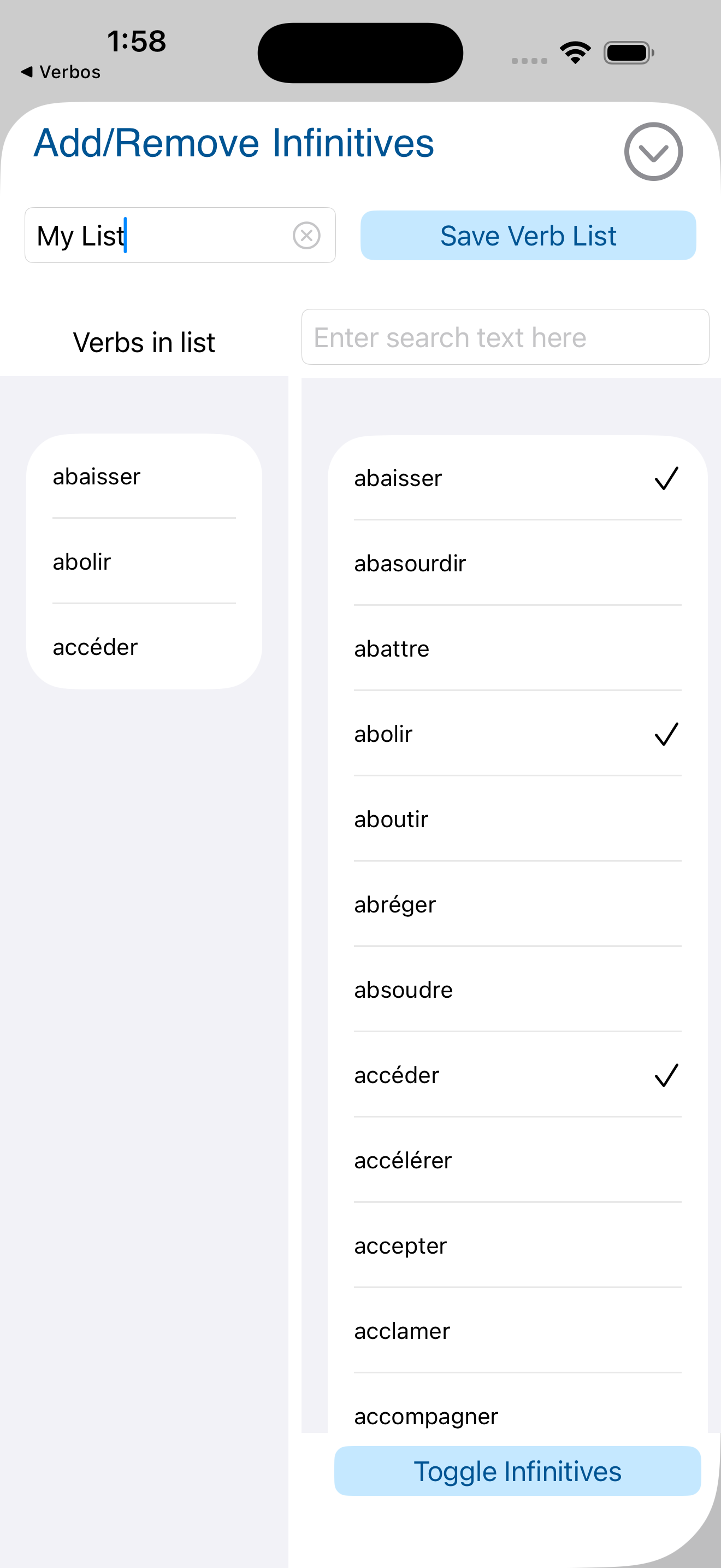 Verbes - French Verb Trainer