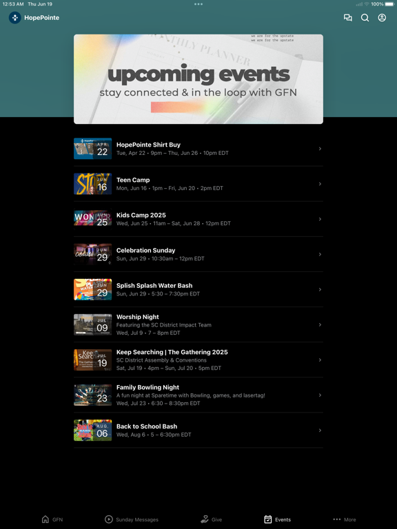HopePointe Church App iPad screenshot 3 - Education app