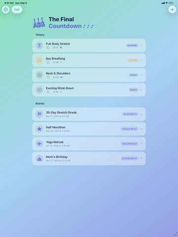 Final Countdown: Timers iPad screenshot